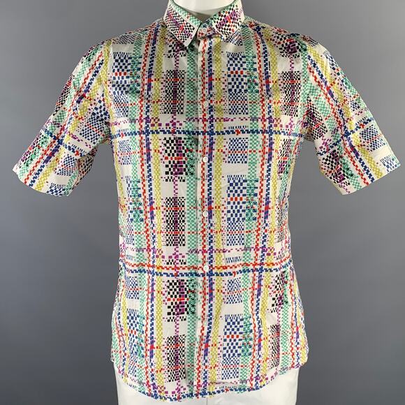 Jil Sander Other - JIL SANDER Size L White Multi-Color Cotton Short Sleeve Shirt
